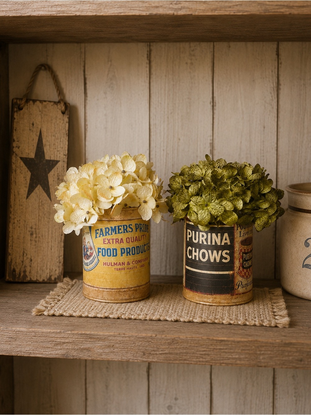 Set of 2 Replica Vintage Pet Food Cans.